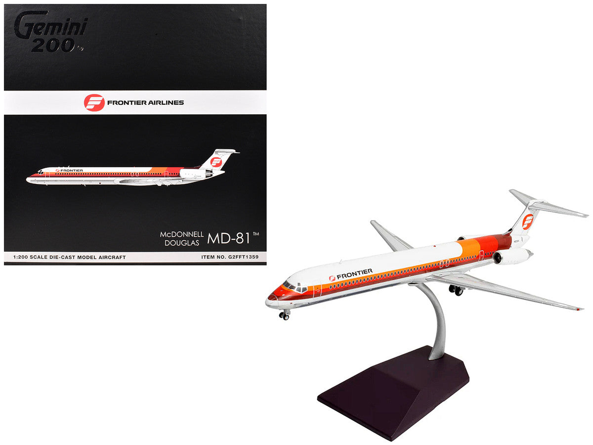 McDonnell Douglas MD-81 Commercial Aircraft "Frontier Airlines" (N859HA) White with Red and Orange Stripes "Gemini 200" Series 1/200 Diecast Model Airplane by GeminiJets LuxuryLifeWay Online Store