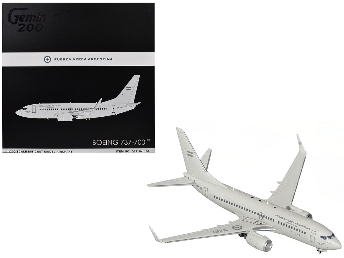 Boeing 737-700 Transport Aircraft "Fuerza Aerea Argentina (Air Force)" (T-99) Gray "Gemini 200" Series 1/200 Diecast Model Airplane by GeminiJets LuxuryLifeWay Online Store