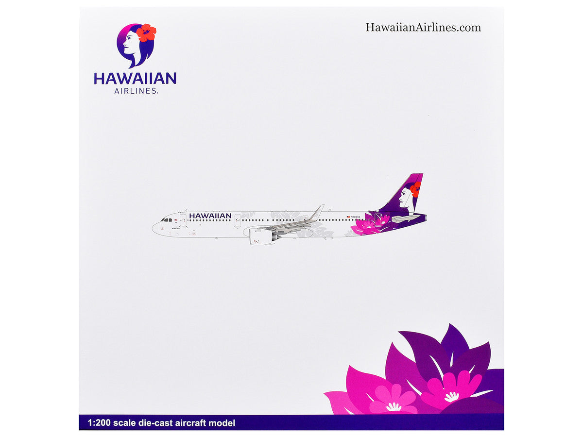 Airbus A321neo Commercial Aircraft "Hawaiian Airlines" (N209HA) White with Purple Tail and Graphics "Gemini 200" Series 1/200 Diecast Model Airplane by GeminiJets LuxuryLifeWay Online Store