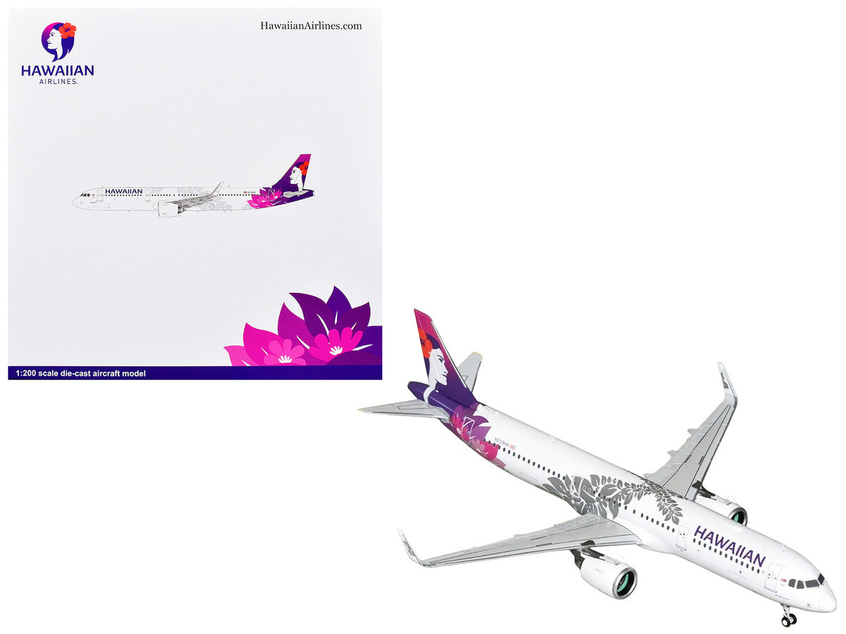 Airbus A321neo Commercial Aircraft "Hawaiian Airlines" (N209HA) White with Purple Tail and Graphics "Gemini 200" Series 1/200 Diecast Model Airplane by GeminiJets LuxuryLifeWay Online Store