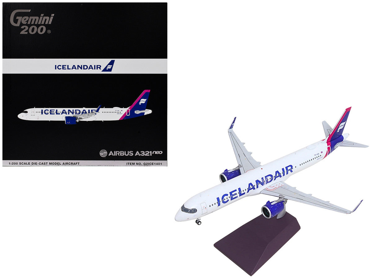 Airbus A321neo Commercial Aircraft "Icelandair" (TF-IAA) White with Blue and Pink Tail "Gemini 200" Series 1/200 Diecast Model by GeminiJets LuxuryLifeWay Online Store