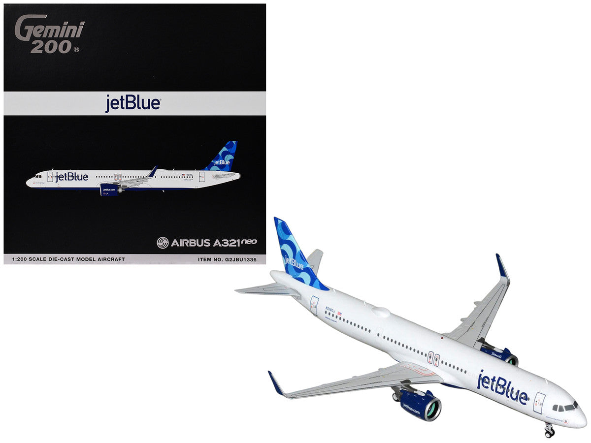 Airbus A321neo Commercial Aircraft "JetBlue Airways" (N2180J) White with Blue Tail "Gemini 200" Series 1/200 Diecast Model by GeminiJets LuxuryLifeWay Online Store