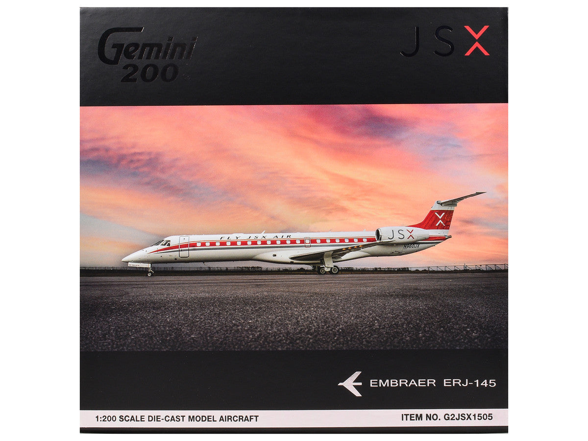 Embraer ERJ-145 Commercial Aircraft "JSX" (N960JX) White with Red Stripes "Gemini 200" Series 1/200 Diecast Model Airplane by GeminiJets LuxuryLifeWay Online Store