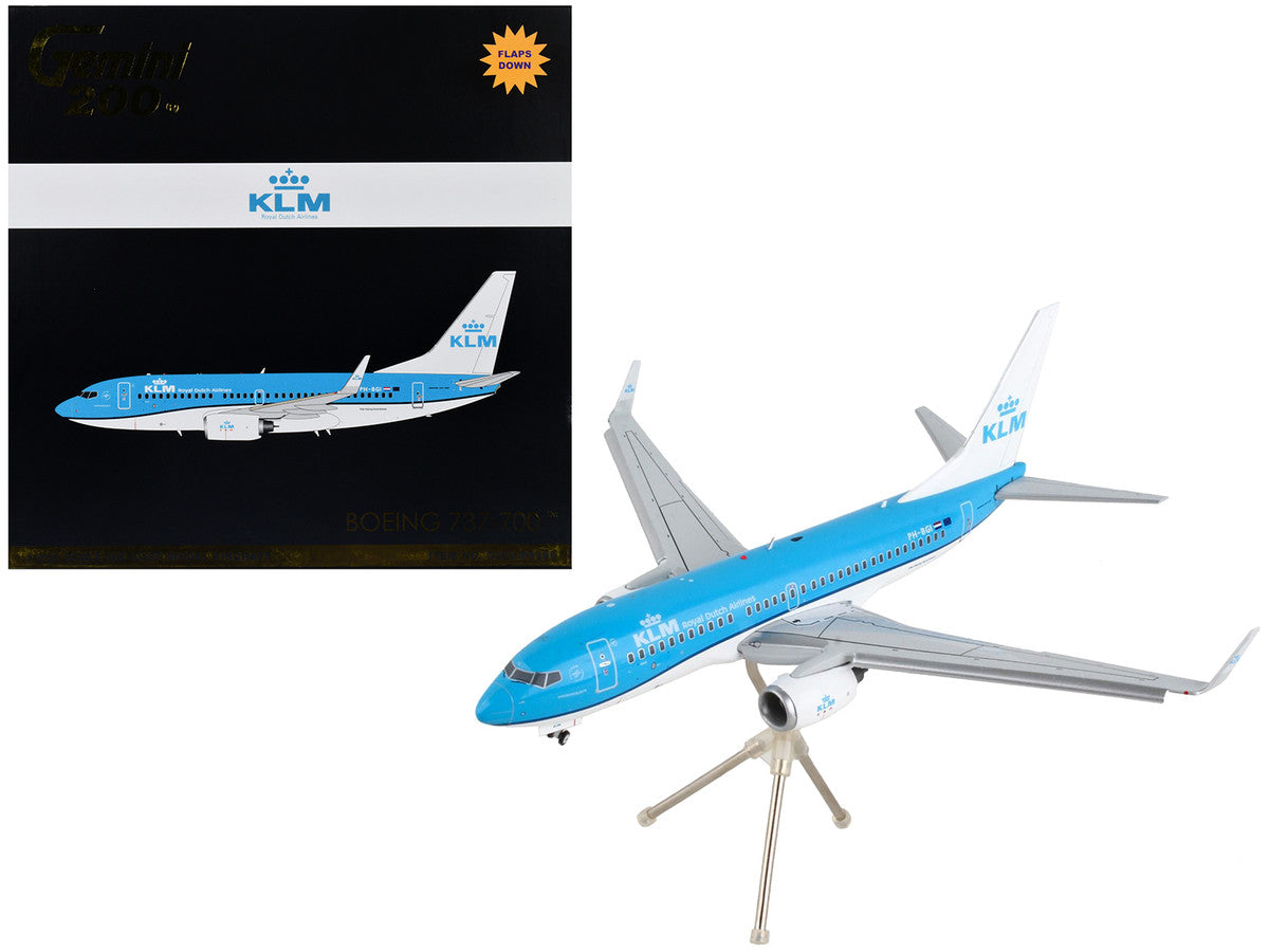 Boeing 737-700 Commercial Aircraft with Flaps Down "KLM Royal Dutch Airlines" Blue with White Tail "Gemini 200" Series 1/200 Diecast Model Airplane by GeminiJets LuxuryLifeWay Online Store