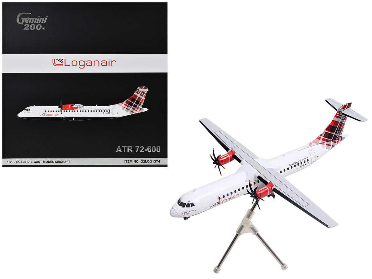 ATR 72-600 Commercial Aircraft "Loganair - Scotland's Airline" (G-LMTE) White with Red Plaid Tail "Gemini 200" Series 1/200 Diecast Model Airplane by GeminiJets LuxuryLifeWay Online Store