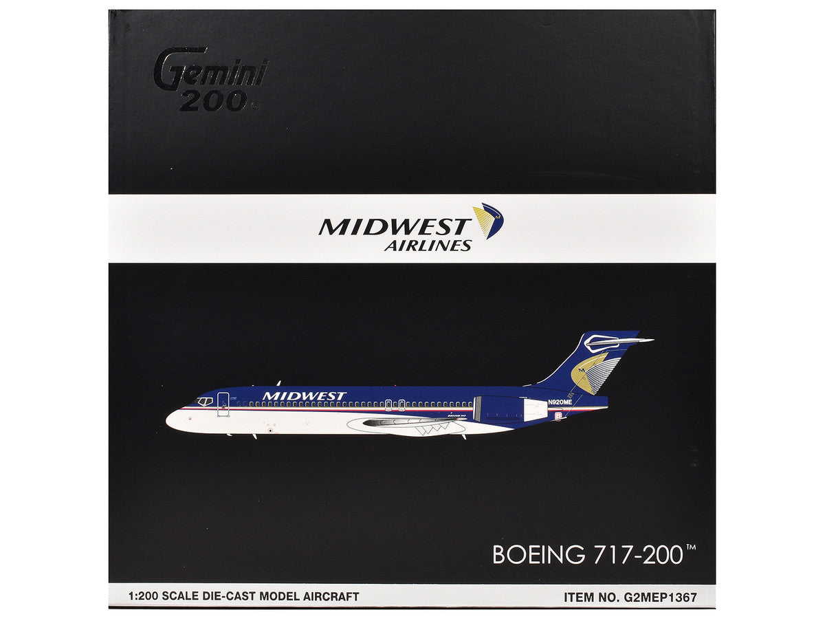 Boeing 717-200 Commercial Aircraft "Midwest Airlines" (N920ME) Blue and White "Gemini 200" Series 1/200 Diecast Model Airplane by GeminiJets LuxuryLifeWay Online Store