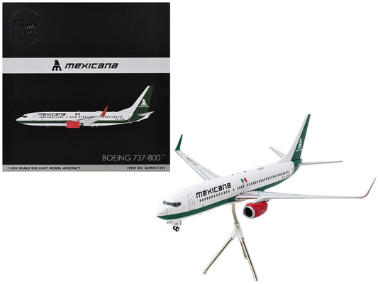 Boeing 737-800 Commercial Aircraft "Mexicana" (XA-ASM) White with Green Stripes "Gemini 200" Series 1/200 Diecast Model Airplane by GeminiJets LuxuryLifeWay Online Store