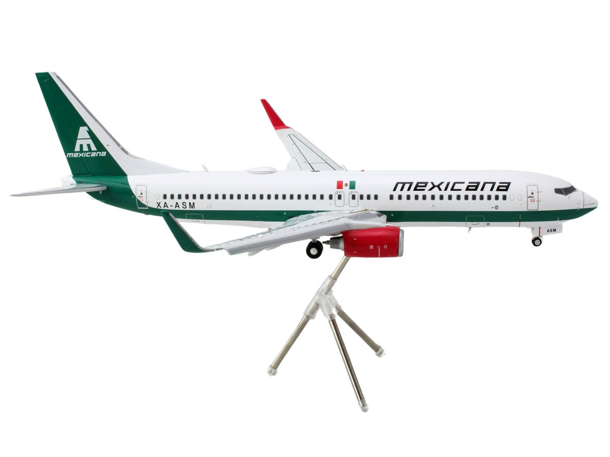 Boeing 737-800 Commercial Aircraft with Flaps Down "Mexicana" (XA-ASM) White with Green Stripes "Gemini 200" Series 1/200 Diecast Model Airplane by GeminiJets LuxuryLifeWay Online Store