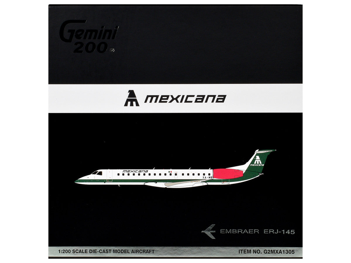 Embraer ERJ-145 Commercial Aircraft "Mexicana de Aviacion" (XA-MBR) White with Green Stripes and Tail "Gemini 200" Series 1/200 Diecast Model by GeminiJets LuxuryLifeWay Online Store