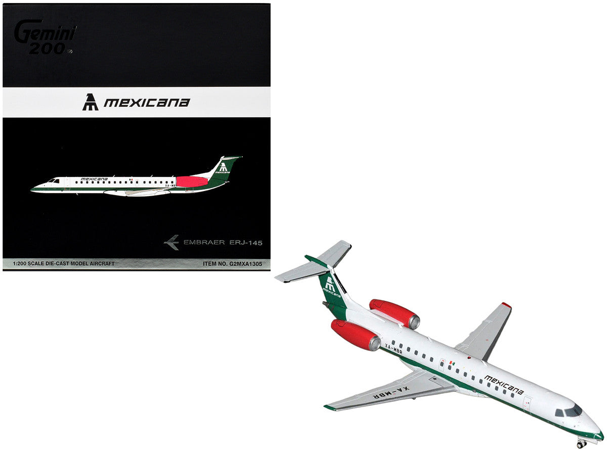 Embraer ERJ-145 Commercial Aircraft "Mexicana de Aviacion" (XA-MBR) White with Green Stripes and Tail "Gemini 200" Series 1/200 Diecast Model by GeminiJets LuxuryLifeWay Online Store