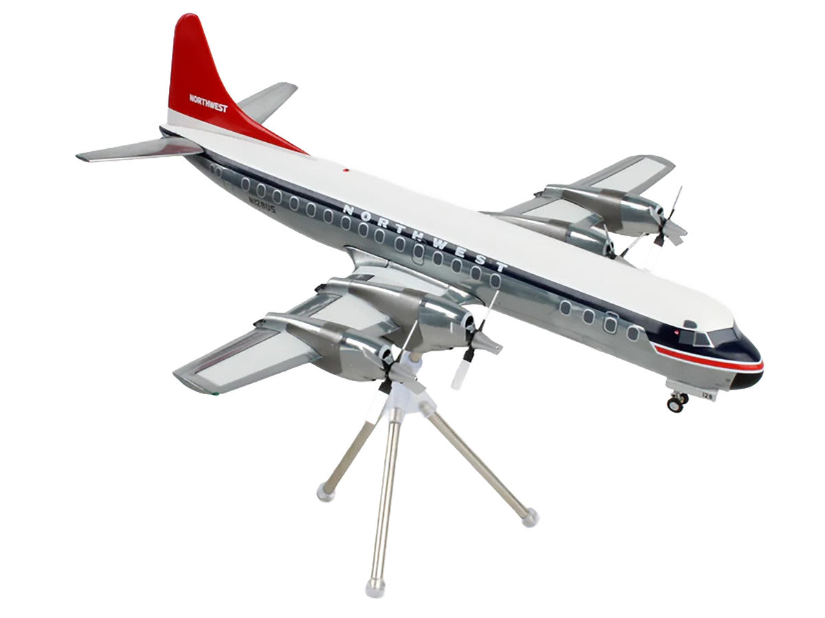 Lockheed L-188 Electra Commercial Aircraft "Northwest Orient" (N128US) White and Gray with Blue Stripes and Red Tail "Gemini 200" Series 1/200 Diecast Model Airplane by GeminiJets LuxuryLifeWay Online Store