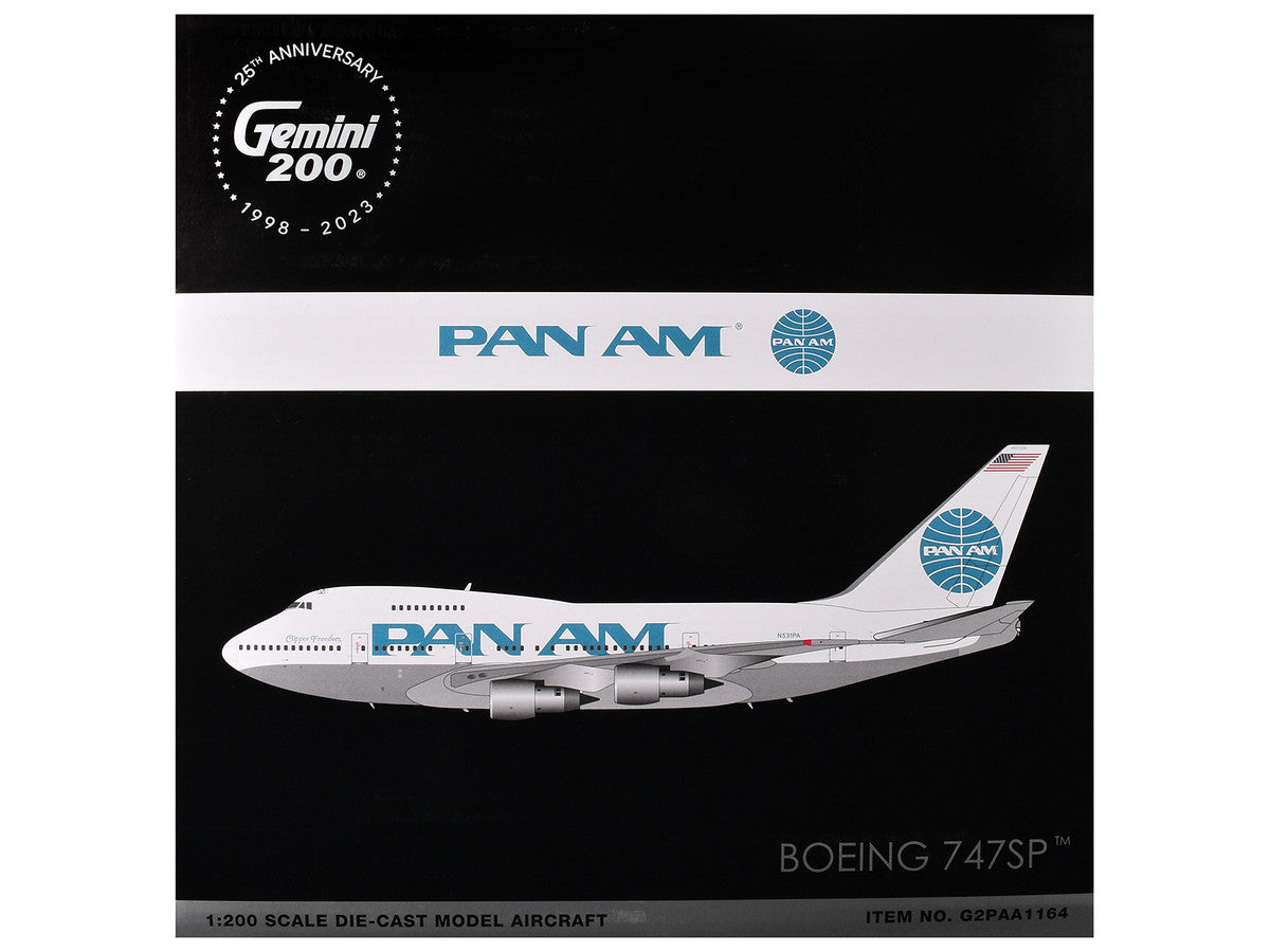 Boeing 747SP Commercial Aircraft "Pan American Airways" (N531PA) White with Blue Tail Graphics "Gemini 200" Series 1/200 Diecast Model Airplane by GeminiJets LuxuryLifeWay Online Store