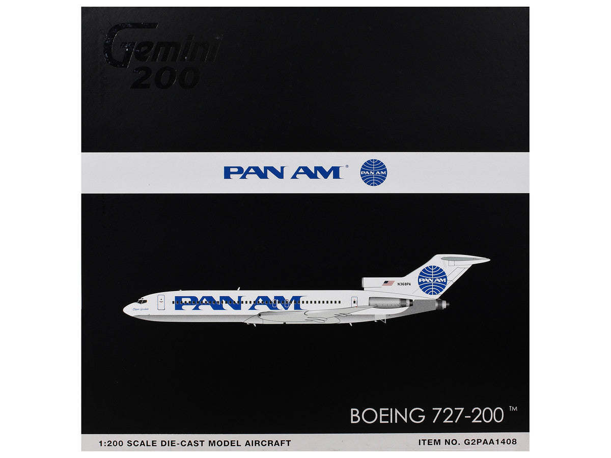 Boeing 727-200 Commercial Aircraft "Pan American World Airways - Clipper Goodwill" (N368PA) White with Blue Tail Graphics "Gemini 200" Series 1/200 Diecast Model Airplane by GeminiJets LuxuryLifeWay Online Store