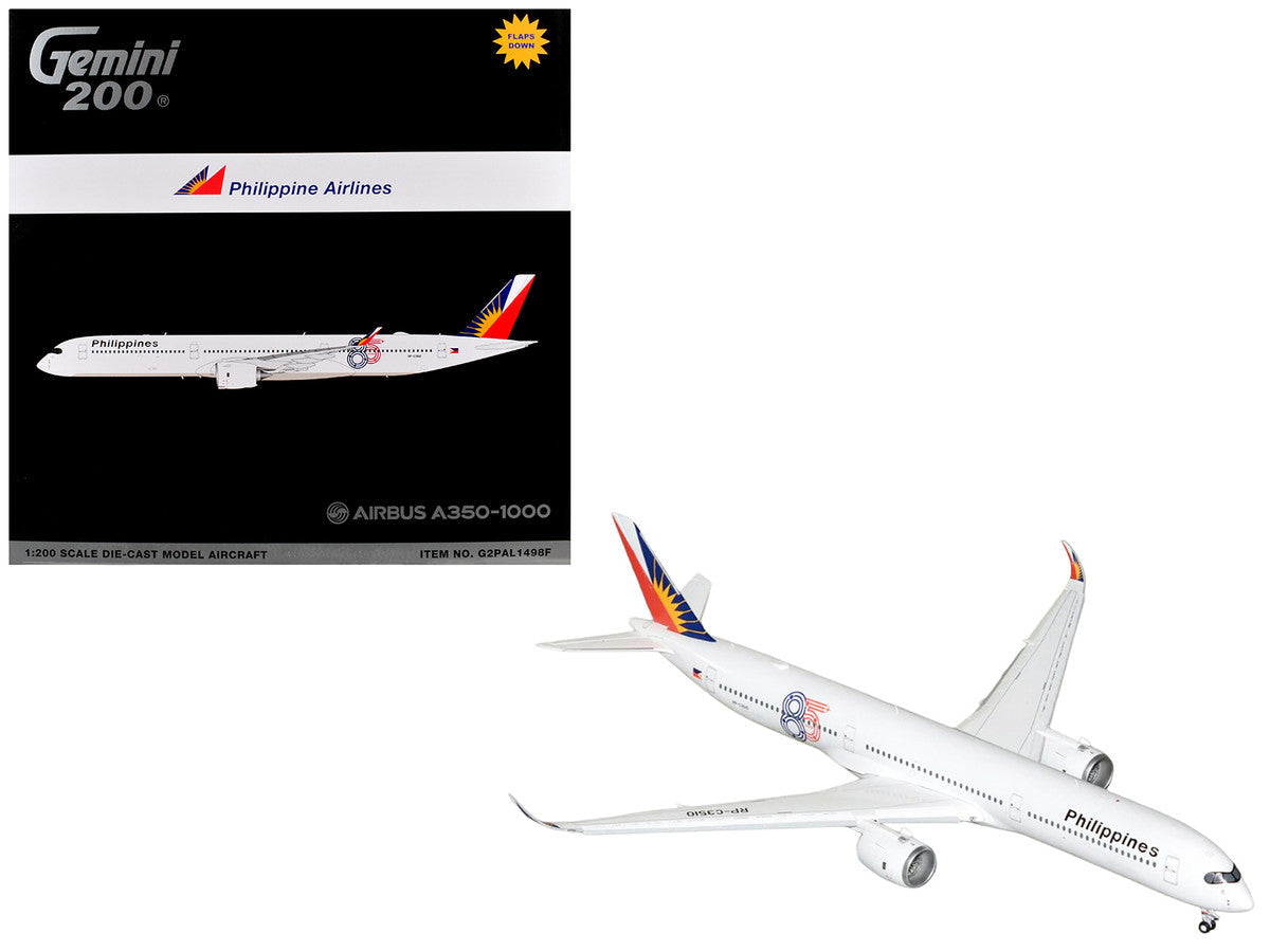 Airbus A350-1000 Commercial Aircraft with Flaps Down "Philippine Airlines" (RP-C3510) White with Tail Graphics "Gemini 200" 1/200 Diecast Model Airplane by GeminiJets LuxuryLifeWay Online Store