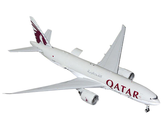 Boeing 777F Commercial Aircraft "Qatar Cargo" (A7-BFT) Gray with Tail Graphics "Gemini 200 - Interactive" Series 1/200 Diecast Model Airplane by GeminiJets LuxuryLifeWay Online Store