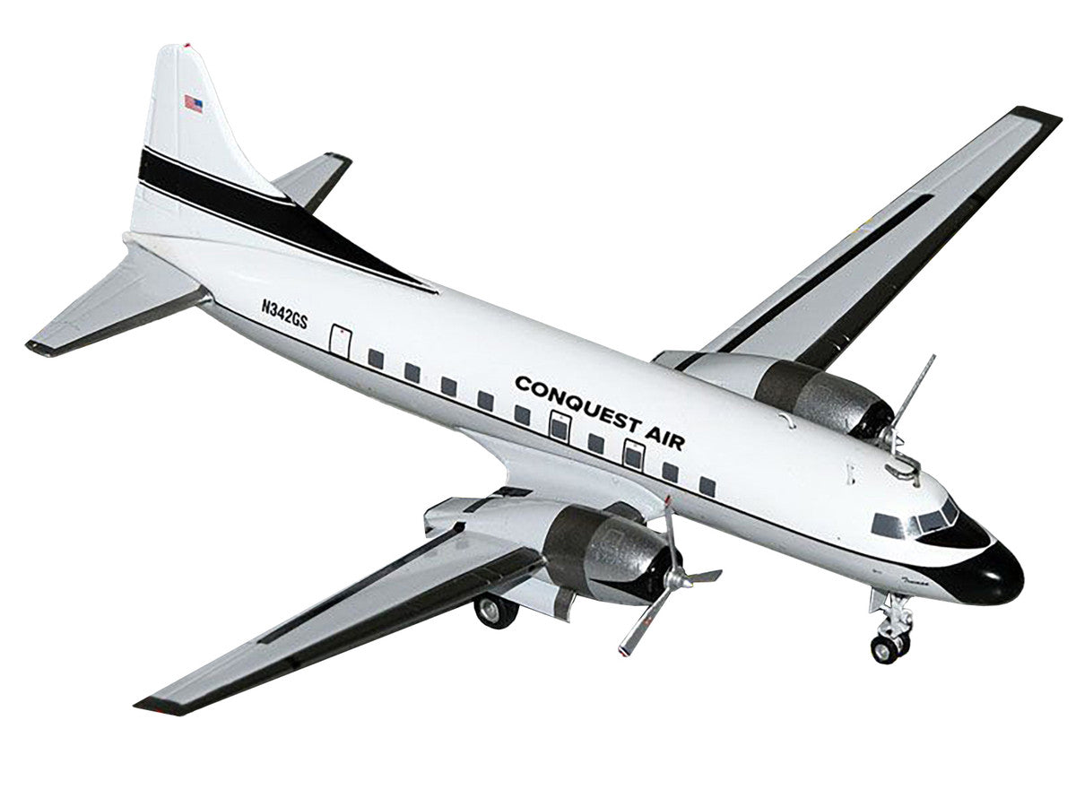 Convair C-131 Commercial Aircraft "Conquest Air Cargo" (N342GS) White with Black Tail Stripes "Gemini 200" Series 1/200 Diecast Model Airplane by GeminiJets LuxuryLifeWay Online Store