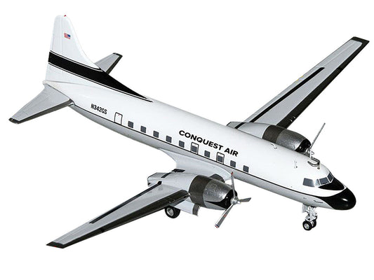 Convair C-131 Commercial Aircraft "Conquest Air Cargo" (N342GS) White with Black Tail Stripes "Gemini 200" Series 1/200 Diecast Model Airplane by GeminiJets LuxuryLifeWay Online Store