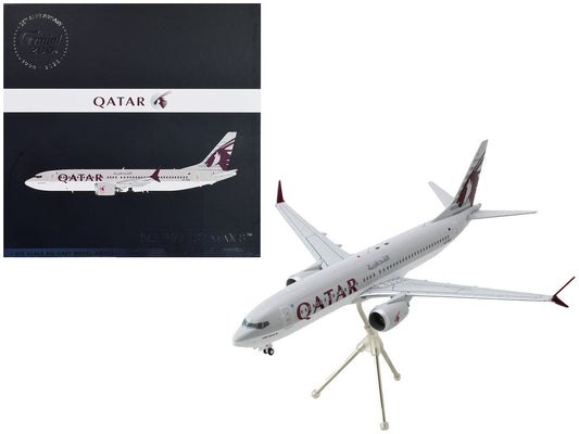 Boeing 737 MAX 8 Commercial Aircraft "Qatar Airways" Gray and White with Tail Graphics "Gemini 200" Series 1/200 Diecast Model Airplane by GeminiJets LuxuryLifeWay Online Store
