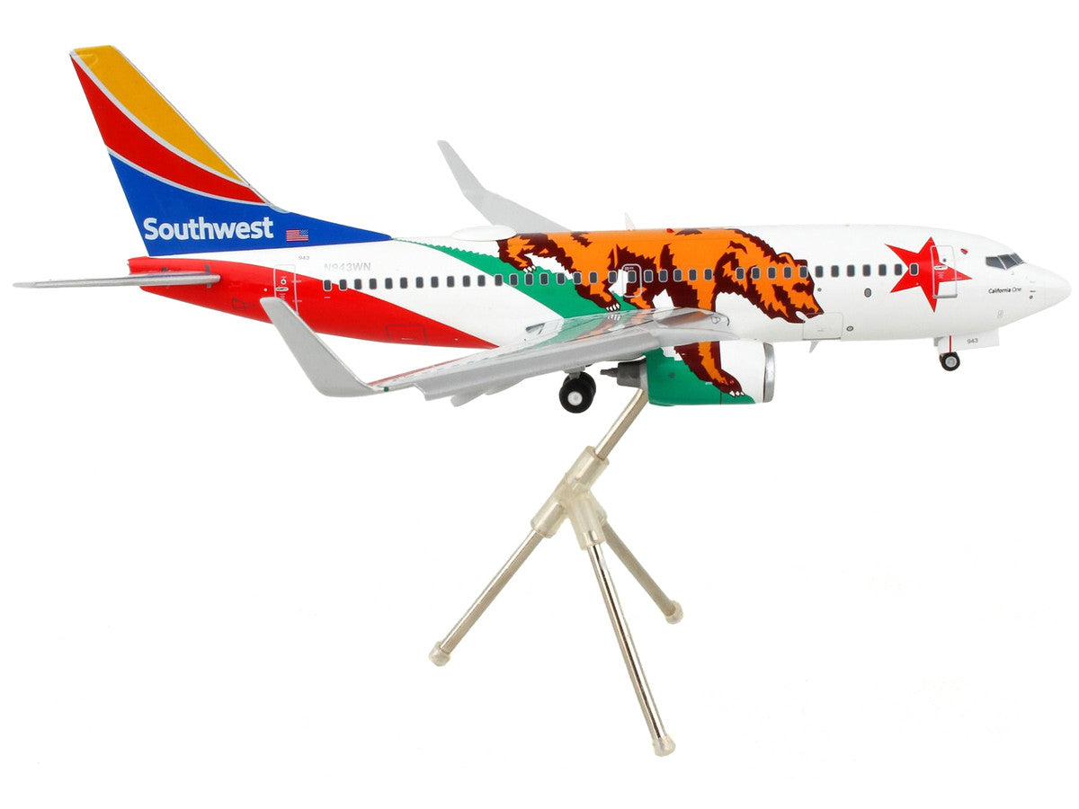 Boeing 737-700 Commercial Aircraft with Flaps Down "Southwest Airlines - California One" California Flag Livery "Gemini 200" Series 1/200 Diecast Model Airplane by GeminiJets LuxuryLifeWay Online Store