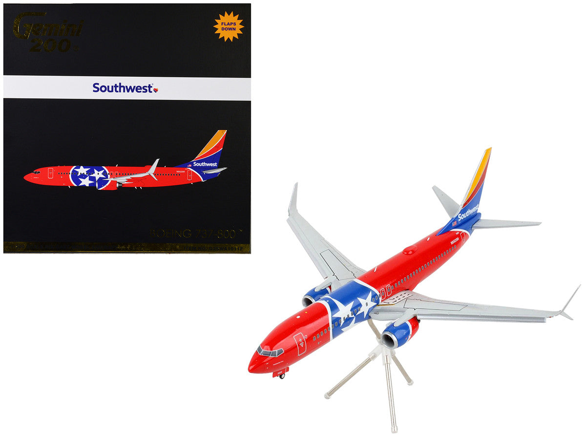 Boeing 737-800 Commercial Aircraft with Flaps Down "Southwest Airlines - Tennessee One" Tennessee Flag Livery "Gemini 200" Series 1/200 Diecast Model Airplane by GeminiJets LuxuryLifeWay Online Store