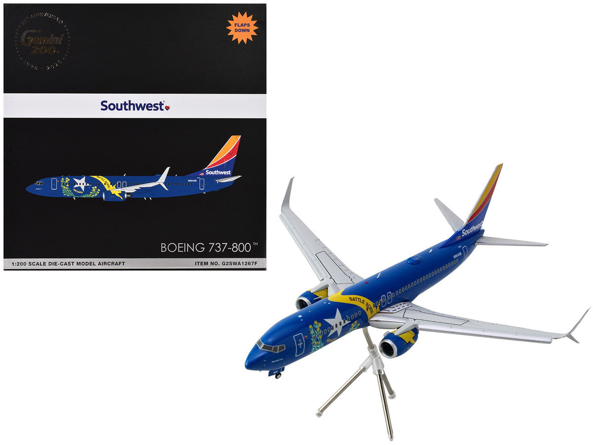 Boeing 737-800 Commercial Aircraft with Flaps Down "Southwest Airlines - Nevada One" (N8646B) Blue with Tail Stripes "Gemini 200" Series 1/200 Diecast Model Airplane by GeminiJets LuxuryLifeWay Online Store