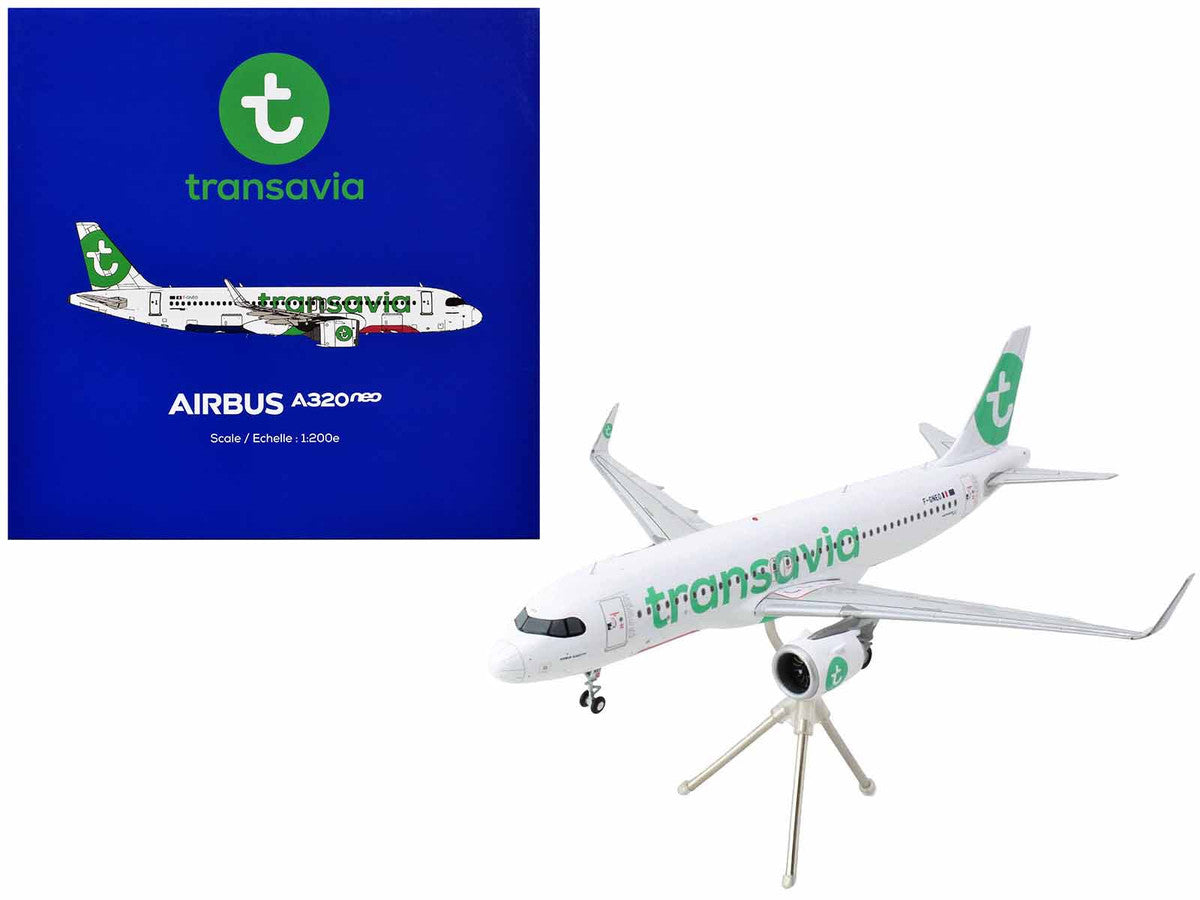 Airbus A320neo Commercial Aircraft "Transavia Airlines" (F-GNEO) White with Green Tail "Gemini 200" Series 1/200 Diecast Model Airplane by GeminiJets LuxuryLifeWay Online Store
