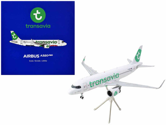 Airbus A320neo Commercial Aircraft "Transavia Airlines" (F-GNEO) White with Green Tail "Gemini 200" Series 1/200 Diecast Model Airplane by GeminiJets LuxuryLifeWay Online Store