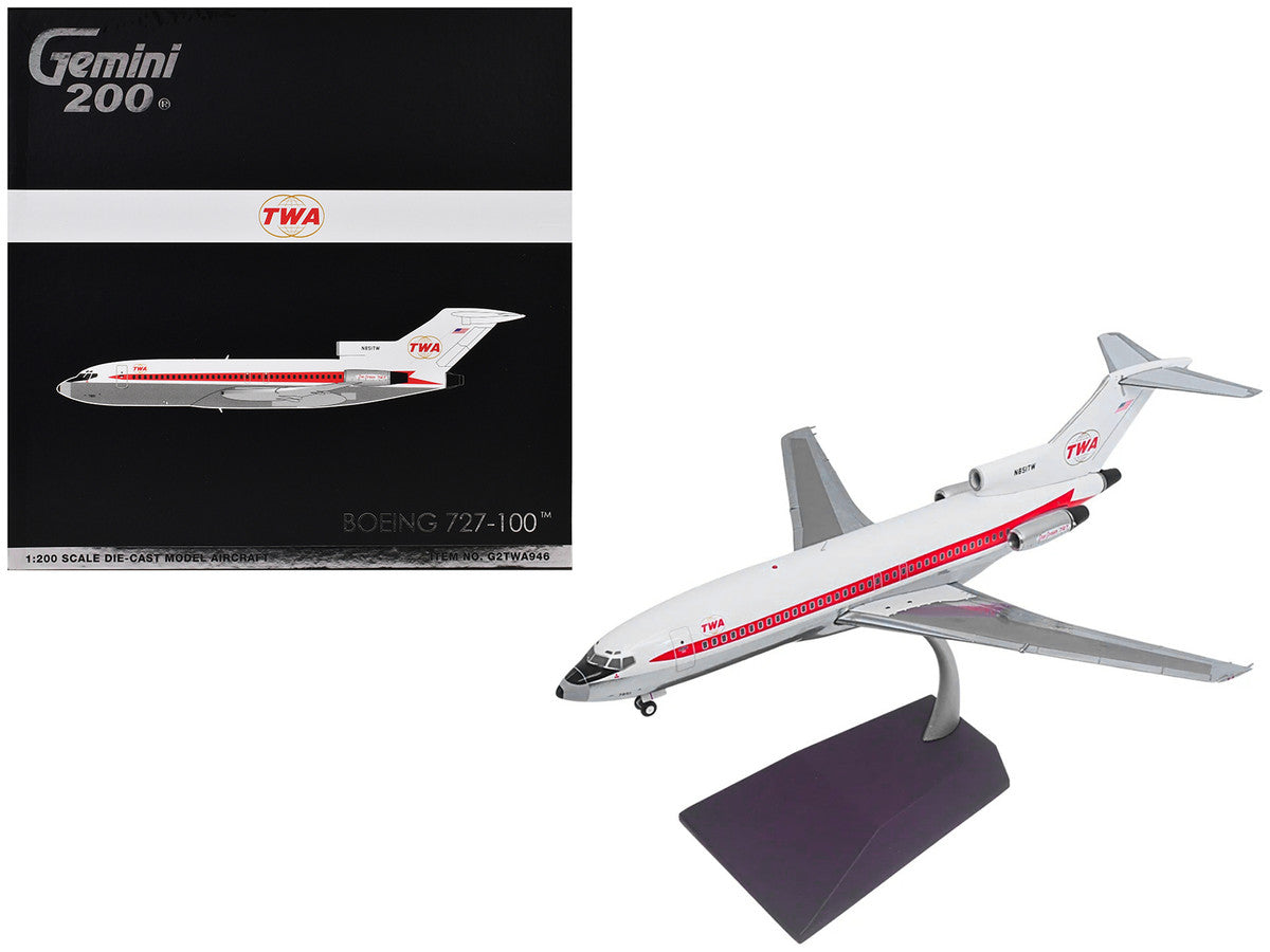 Boeing 727-100 Commercial Aircraft "Trans World Airlines (TWA)" (N851TW) White with Red Stripes "Gemini 200" Series 1/200 Diecast Model Airplane by GeminiJets LuxuryLifeWay Online Store