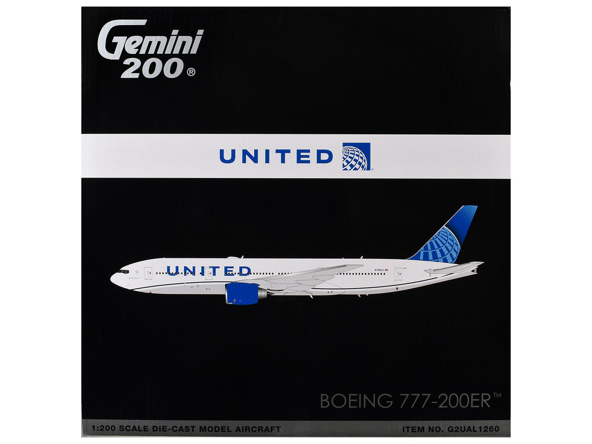 Boeing 777-200ER Commercial Aircraft "United Airlines" (N798UA) White with Blue Tail "Gemini 200" Series 1/200 Diecast Model by GeminiJets LuxuryLifeWay Online Store