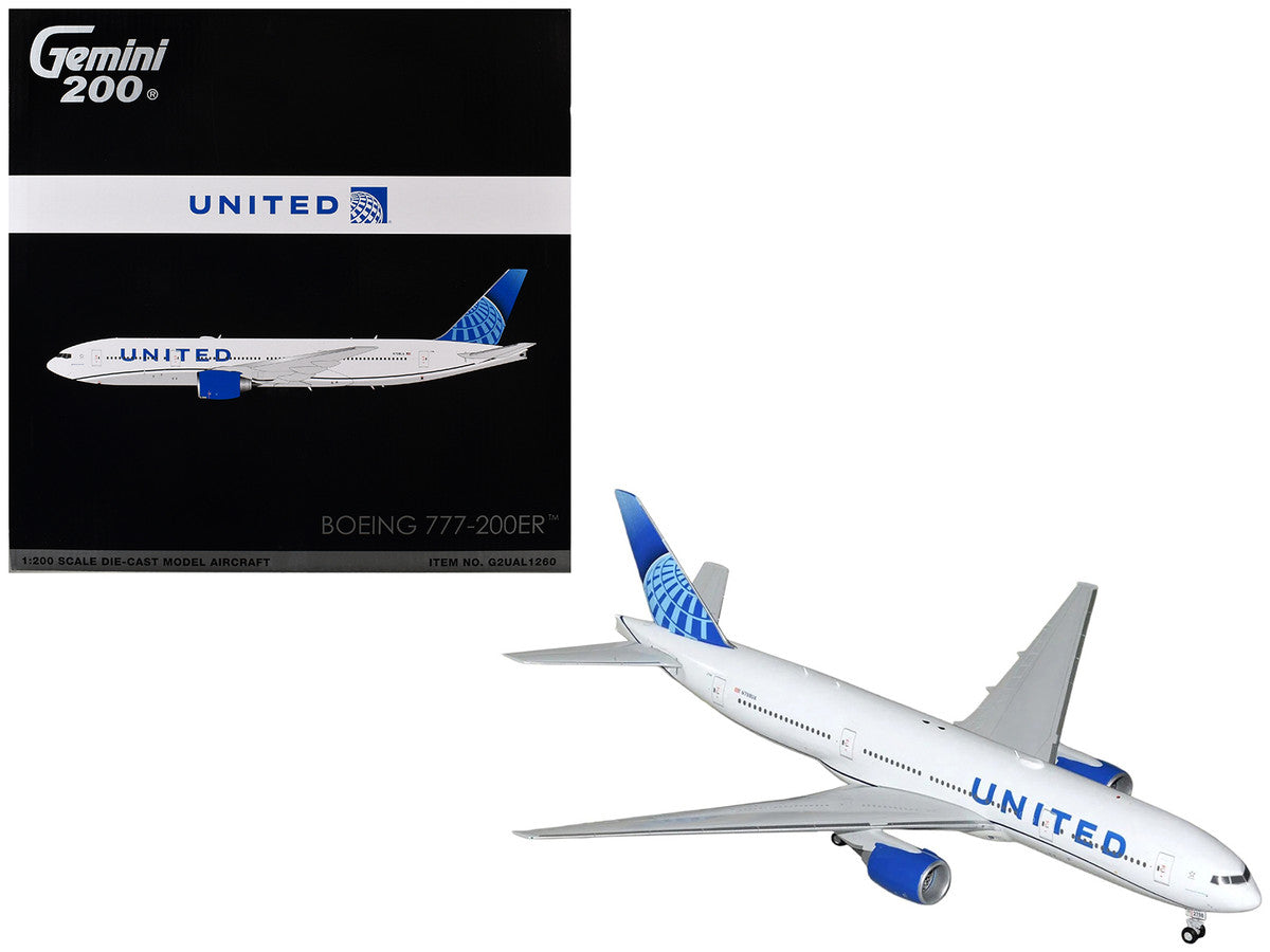 Boeing 777-200ER Commercial Aircraft "United Airlines" (N798UA) White with Blue Tail "Gemini 200" Series 1/200 Diecast Model by GeminiJets LuxuryLifeWay Online Store