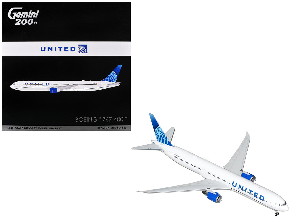 Boeing 767-400 Commercial Aircraft "United Airlines" (N76064) White with Blue Tail Graphics "Gemini 200" Series 1/200 Diecast Model Airplane by GeminiJets LuxuryLifeWay Online Store