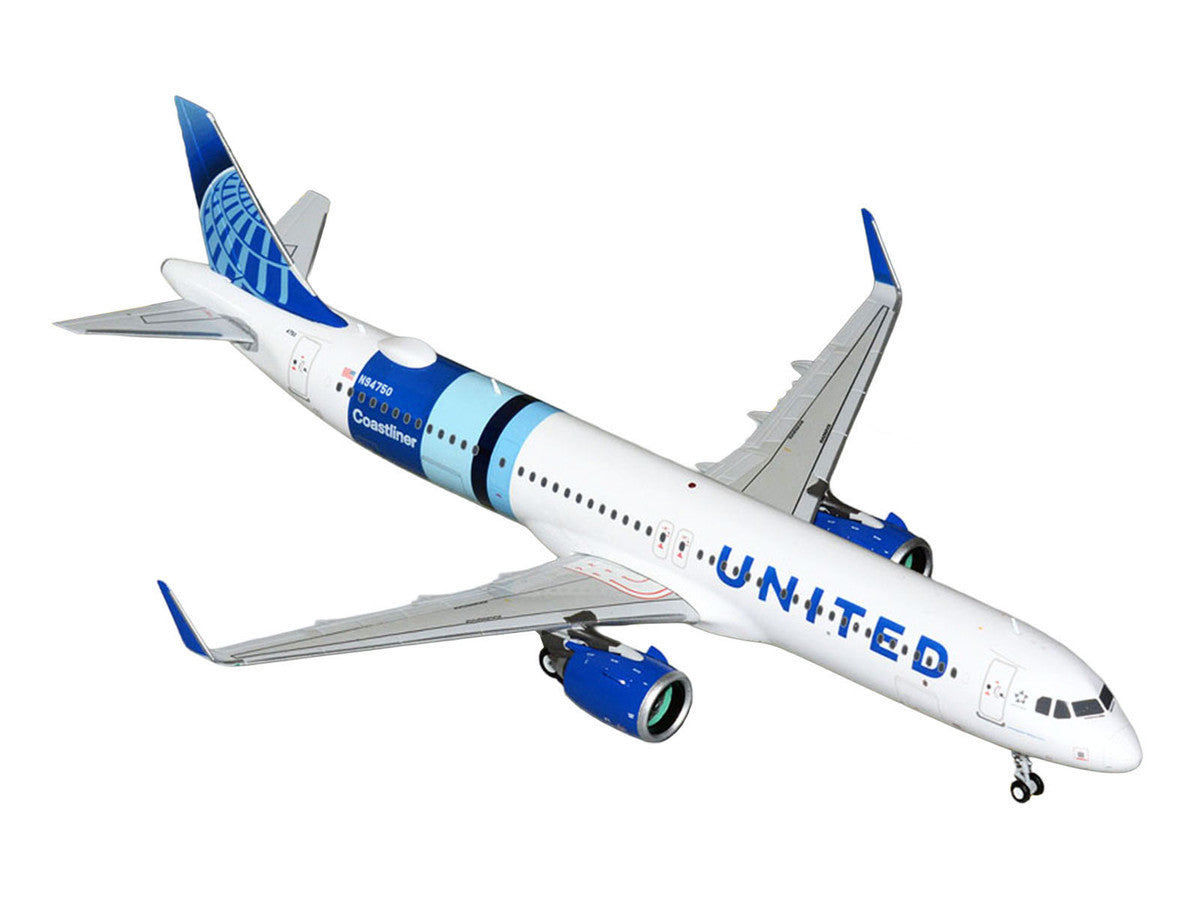 Airbus A321neo Commercial Aircraft "United Airlines Coastliner" (N94750) White with Blue Stripes "Gemini 200" Series 1/200 Diecast Model Airplane by GeminiJets LuxuryLifeWay Online Store