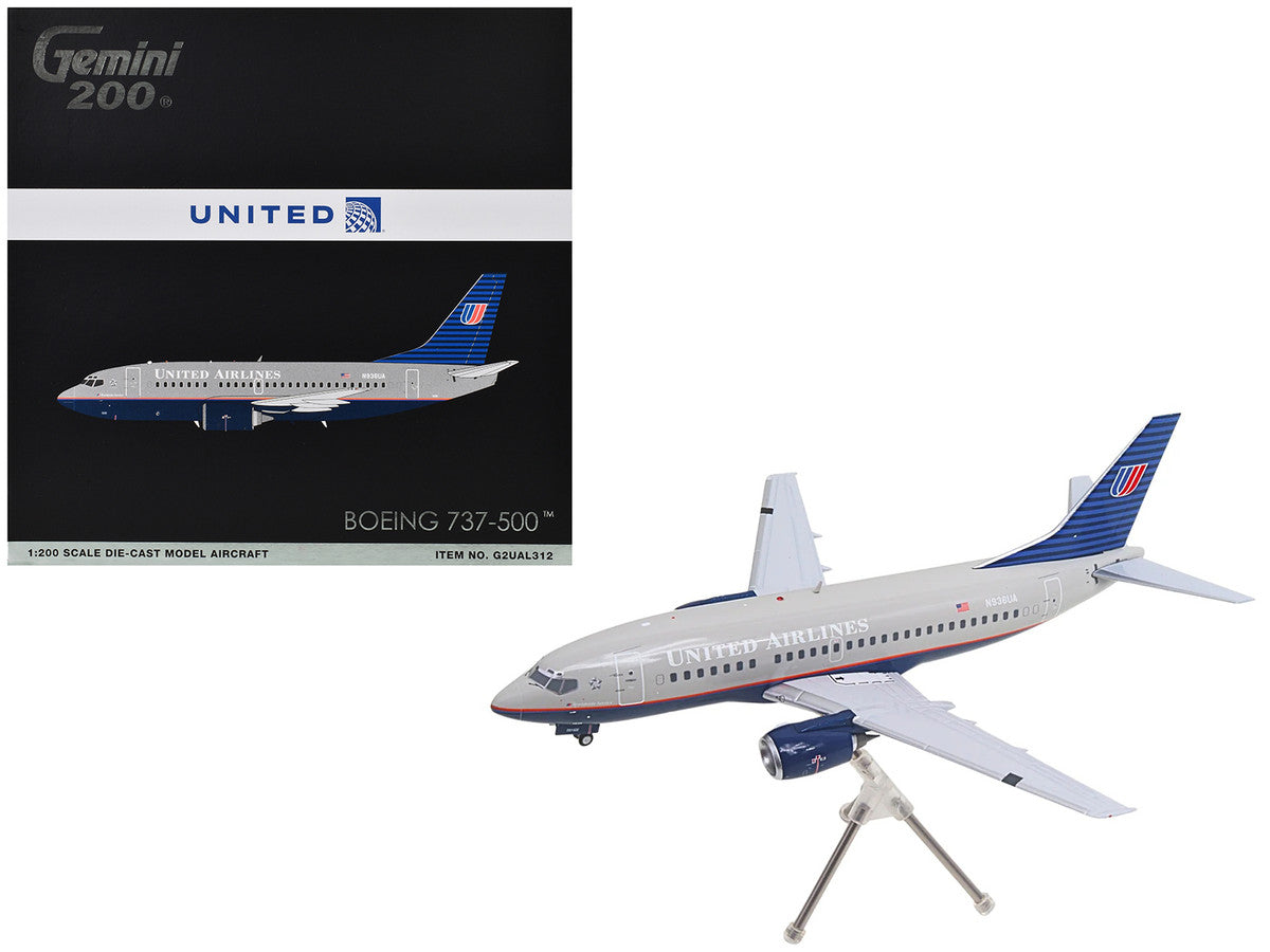 Boeing 737-500 Commercial Aircraft "United Airlines - Classic 737 Series" (N936UA) Gray with Blue Tail "Gemini 200" Series 1/200 Diecast Model Airplane by GeminiJets LuxuryLifeWay Online Store