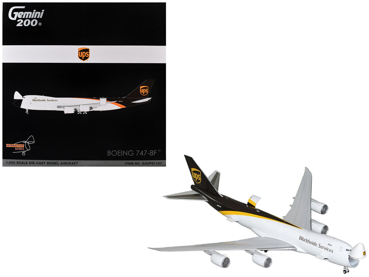 Boeing 747-8F Commercial Aircraft "UPS Worldwide Services" (N607UP) White with Brown Tail "Gemini 200 - Interactive Series" Series 1/200 Diecast Model by GeminiJets LuxuryLifeWay Online Store