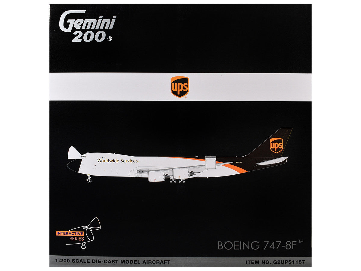 Boeing 747-8F Commercial Aircraft "UPS Worldwide Services" (N607UP) White with Brown Tail "Gemini 200 - Interactive Series" Series 1/200 Diecast Model by GeminiJets LuxuryLifeWay Online Store