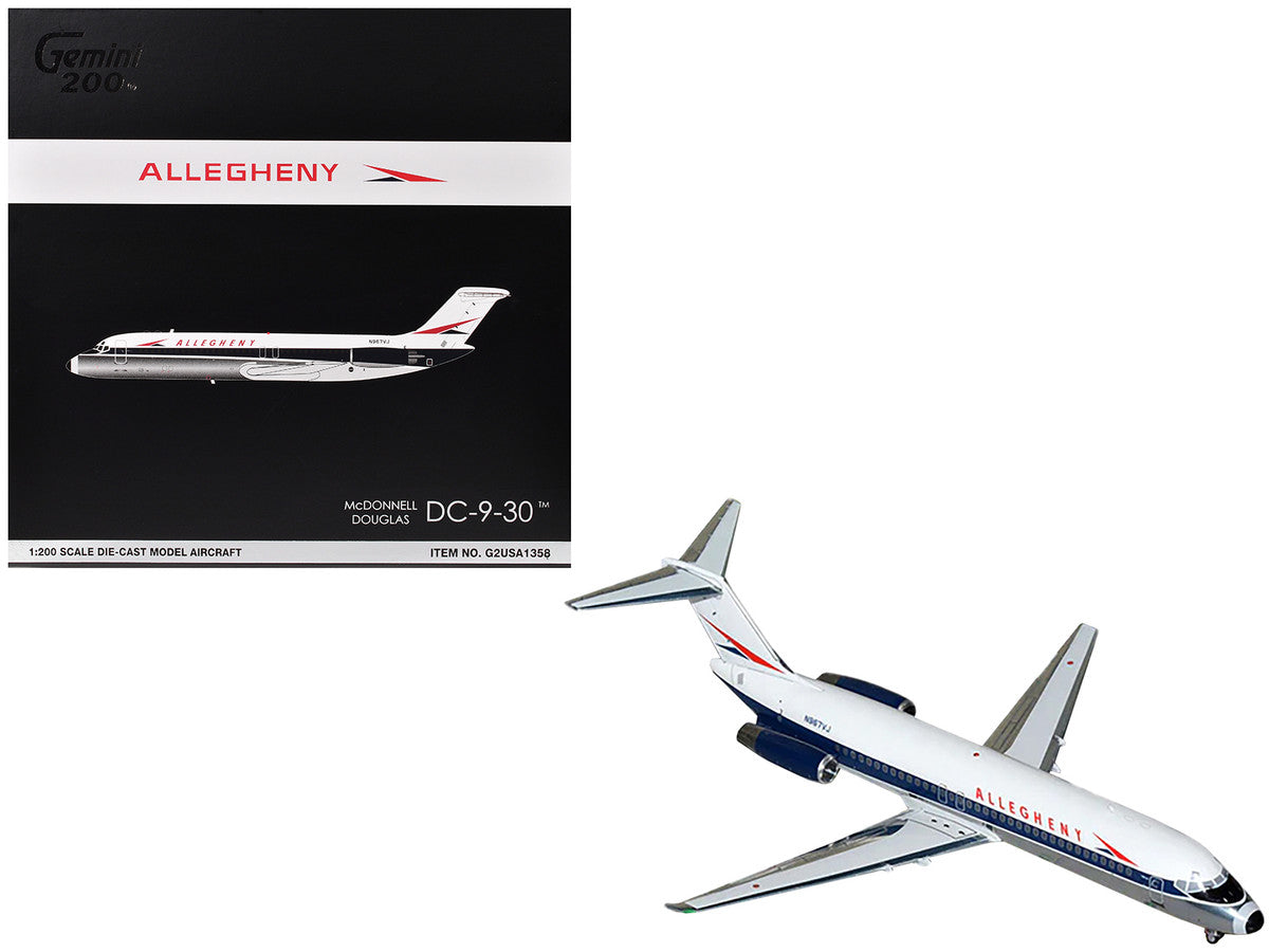 McDonnell Douglas DC-9-30 Commercial Aircraft "Allegheny Airlines" (N967VJ) White with Blue Stripes "Gemini 200" Series 1/200 Diecast Model Airplane by GeminiJets LuxuryLifeWay Online Store