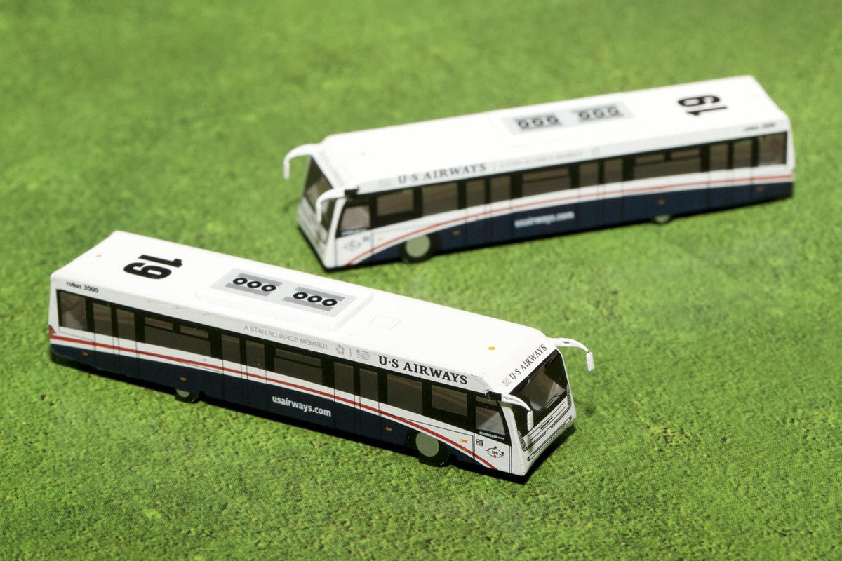 Cobus 3000 Passenger Bus White and Blue "US Airways Shuttle Bus" 2 Piece Set "Gemini 200" Series Diecast Models by GeminiJets LuxuryLifeWay Online Store