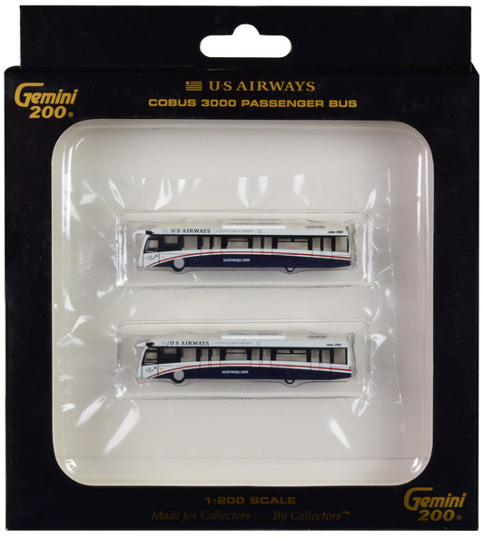 Cobus 3000 Passenger Bus White and Blue "US Airways Shuttle Bus" 2 Piece Set "Gemini 200" Series Diecast Models by GeminiJets LuxuryLifeWay Online Store