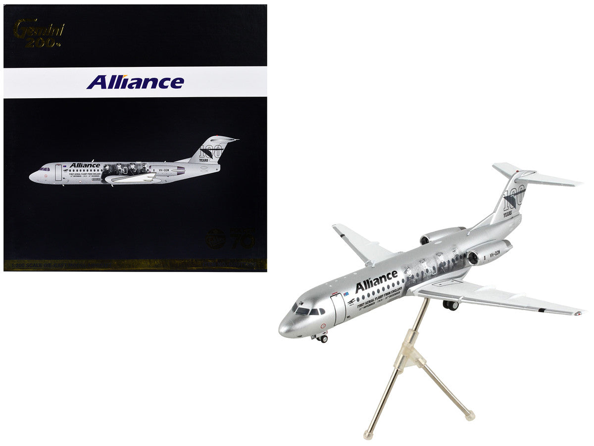 Fokker F70 Commercial Aircraft "Alliance Airlines - 100 Years First Flight from England" Silver Metallic "Gemini 200" Series 1/200 Diecast Model Airplane by GeminiJets LuxuryLifeWay Online Store