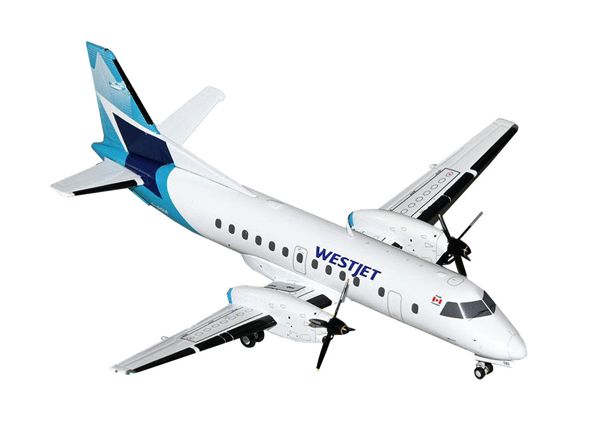 Saab 340B Commercial Aircraft "WestJet" (C-GOIA) White with Blue Stripes and Tail "Gemini 200" Series 1/200 Diecast Model Airplane by GeminiJets LuxuryLifeWay Online Store
