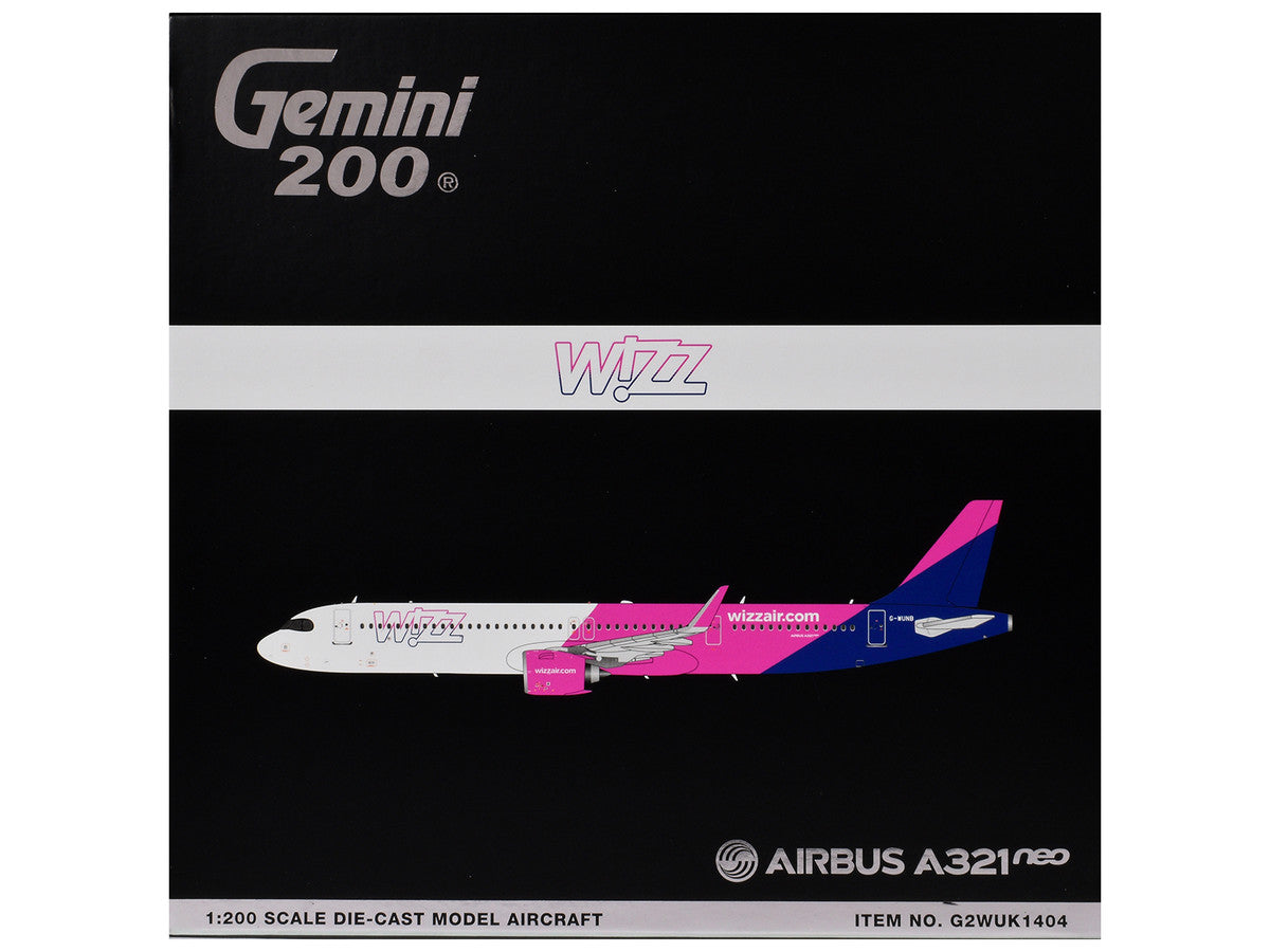 Airbus A321neo Commercial Aircraft "Wizz Air" (G-WUNB) White and Pink with Purple Tail "Gemini 200" Series 1/200 Diecast Model by GeminiJets LuxuryLifeWay Online Store
