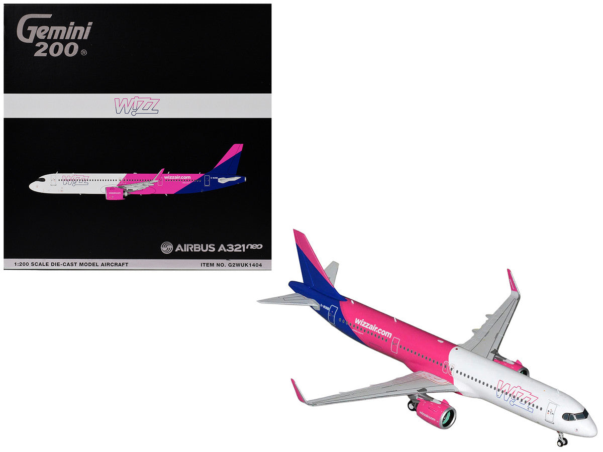 Airbus A321neo Commercial Aircraft "Wizz Air" (G-WUNB) White and Pink with Purple Tail "Gemini 200" Series 1/200 Diecast Model by GeminiJets LuxuryLifeWay Online Store