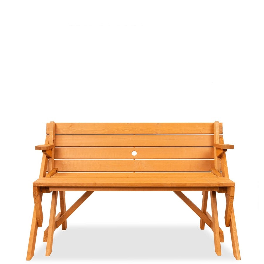 Outdoor Interchangeable 2 in 1 Multi-Use Wooden Picnic Table Garden Bench Umbrella Hole LuxuryLifeWay Online Store