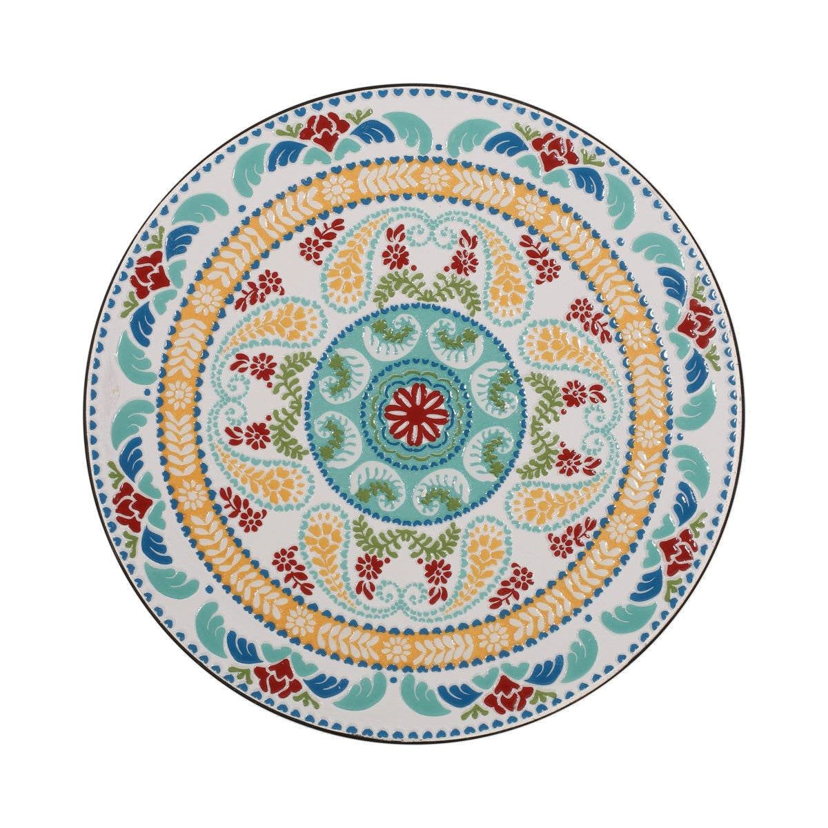 Round Mosaic Tile Bistro Style Outdoor Patio Table with Metal Base LuxuryLifeWay Online Store