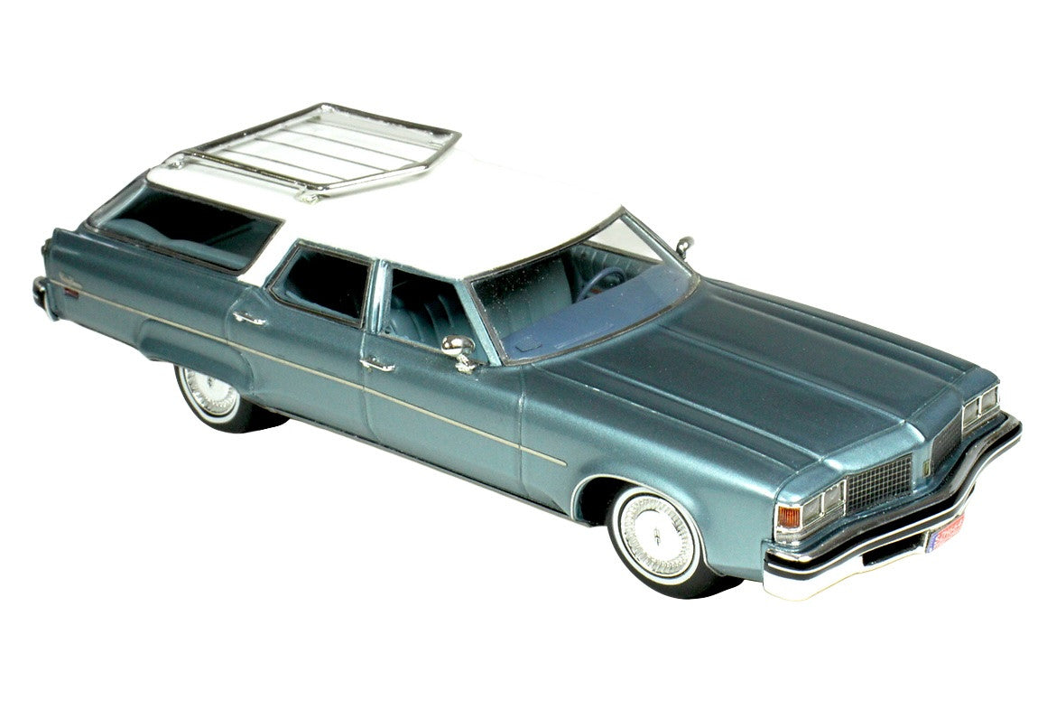 1976 Oldsmobile Custom Cruiser Light Blue Metallic with White Top and Blue Interior Limited Edition to 200 pieces Worldwide 1/43 Model Car by Goldvarg Collection LuxuryLifeWay Online Store