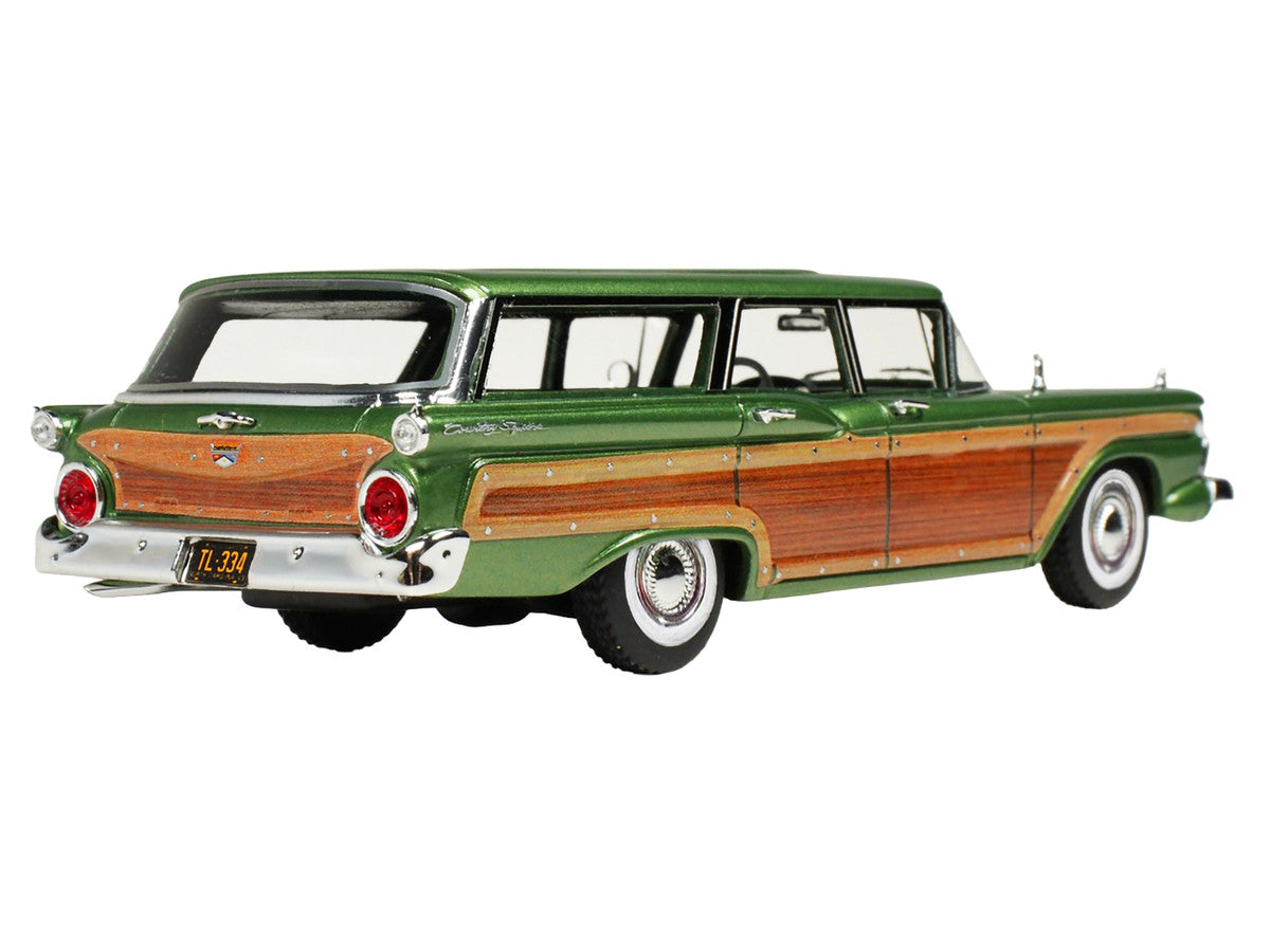 1959 Ford Country Squire Sherwood Green Metallic with Woodgrain Sides and Green Interior Limited Edition to 200 pieces Worldwide 1/43 Model Car by Goldvarg Collection LuxuryLifeWay Online Store