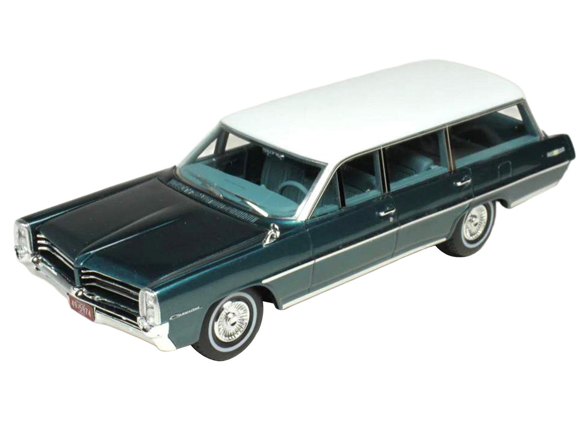 1964 Pontiac Safari Gulfstream Aqua Metallic with White Top and Blue Interior Limited Edition to 200 pieces Worldwide 1/43 Model Car by Goldvarg Collection LuxuryLifeWay Online Store