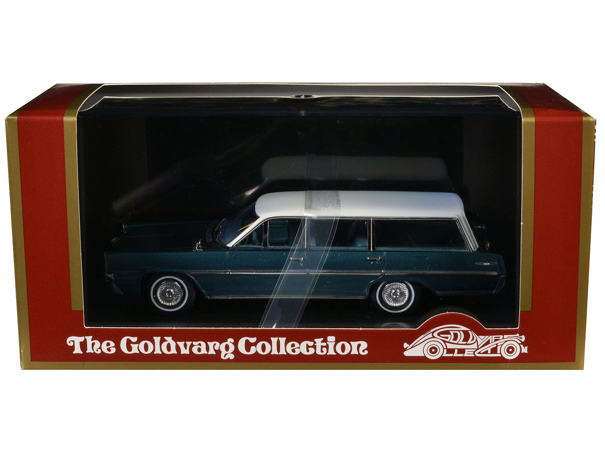 1964 Pontiac Safari Gulfstream Aqua Metallic with White Top and Blue Interior Limited Edition to 200 pieces Worldwide 1/43 Model Car by Goldvarg Collection LuxuryLifeWay Online Store