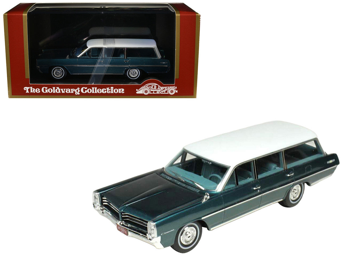 1964 Pontiac Safari Gulfstream Aqua Metallic with White Top and Blue Interior Limited Edition to 200 pieces Worldwide 1/43 Model Car by Goldvarg Collection LuxuryLifeWay Online Store