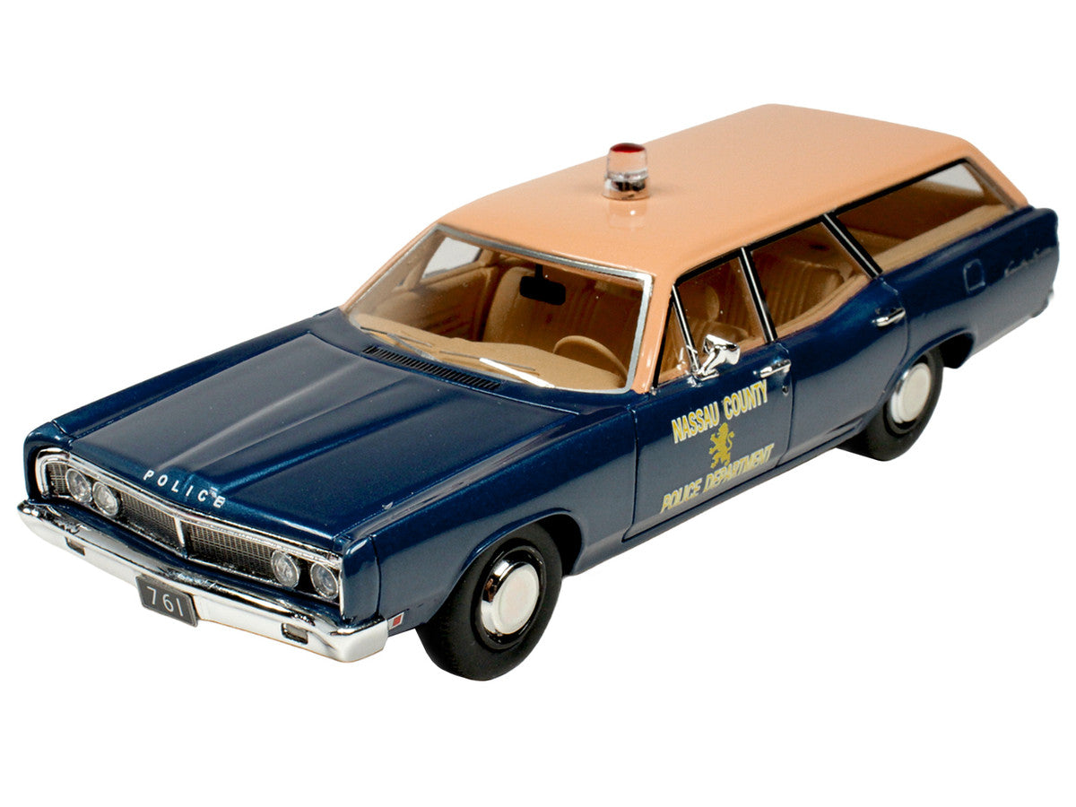 1970 Ford Country Squire Wagon Police Car "Nassau County Police Department" Blue and Tan Limited Edition to 200 pieces Worldwide 1/43 Model Car by Goldvarg Collection LuxuryLifeWay Online Store